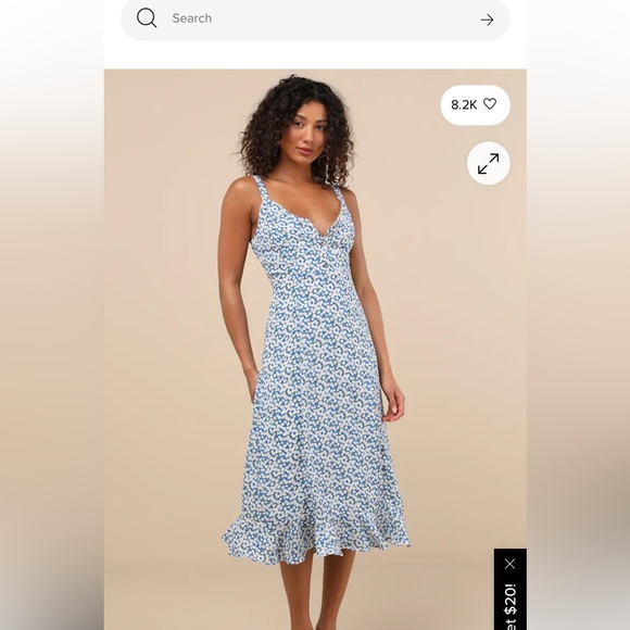 Lulu's Blue and White Floral Ditty Maxi Dress size Medium - Picture 1 of 11